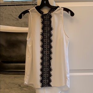 White tank with black lace